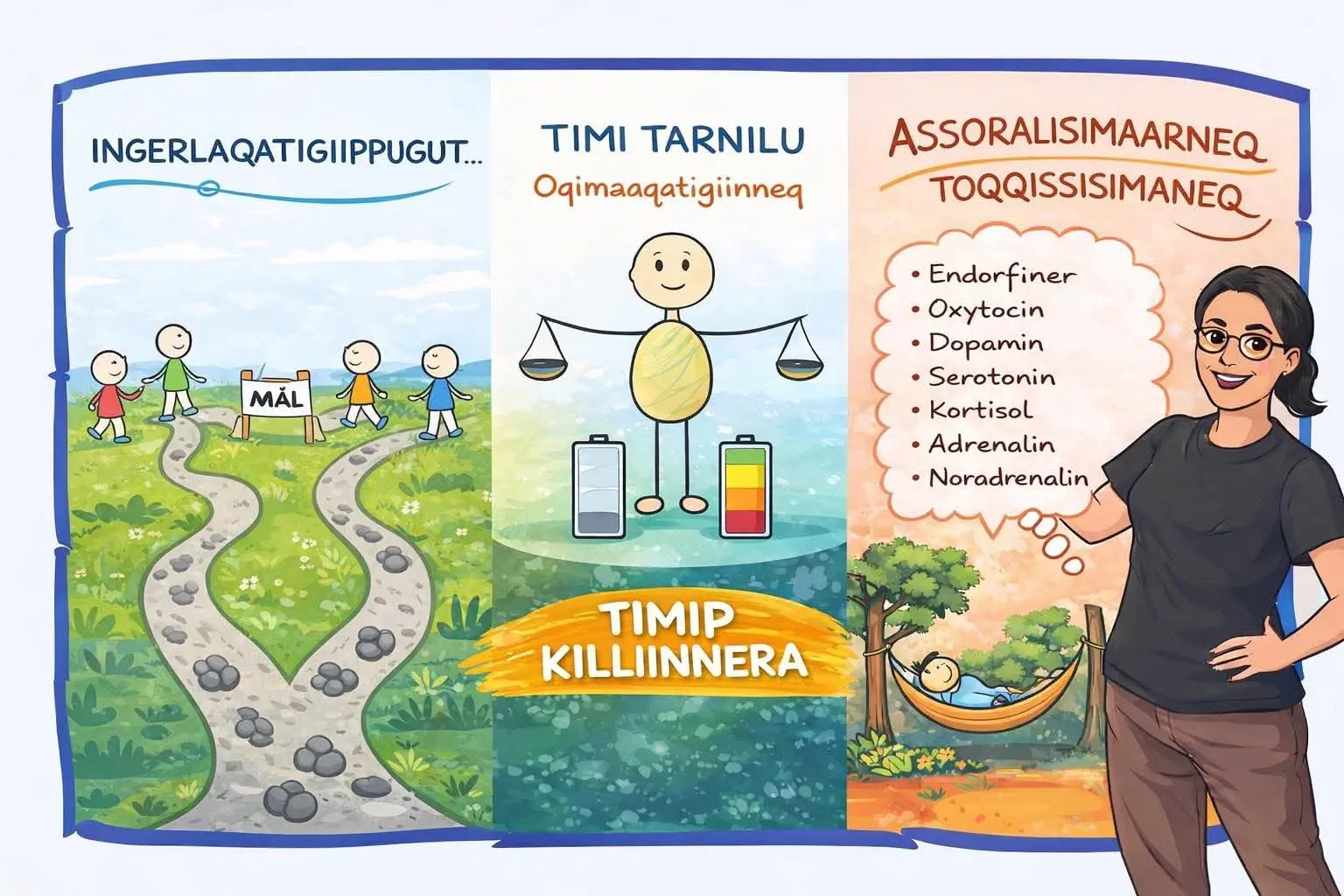 Illustration om samspillet mellem krop og sind, energibalance og kroppens signalstoffer